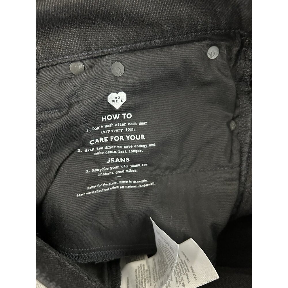 Madewell Womens Sz 28 Black Wash Cali Demi-Boot Jeans Raw Hem Stretch Denim Zip - Picture 14 of 16